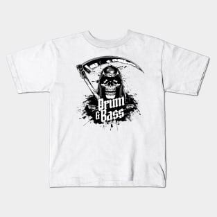 DRUM AND BASS  - DNB Halloween Grim Reaper (black) Kids T-Shirt